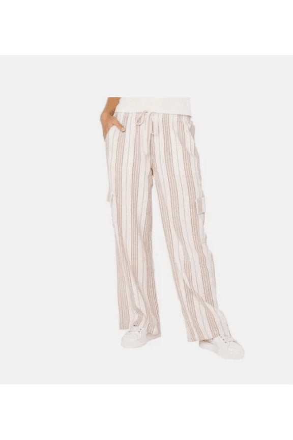 Women's Linen Blend Cargo Pant, Pink, Medium