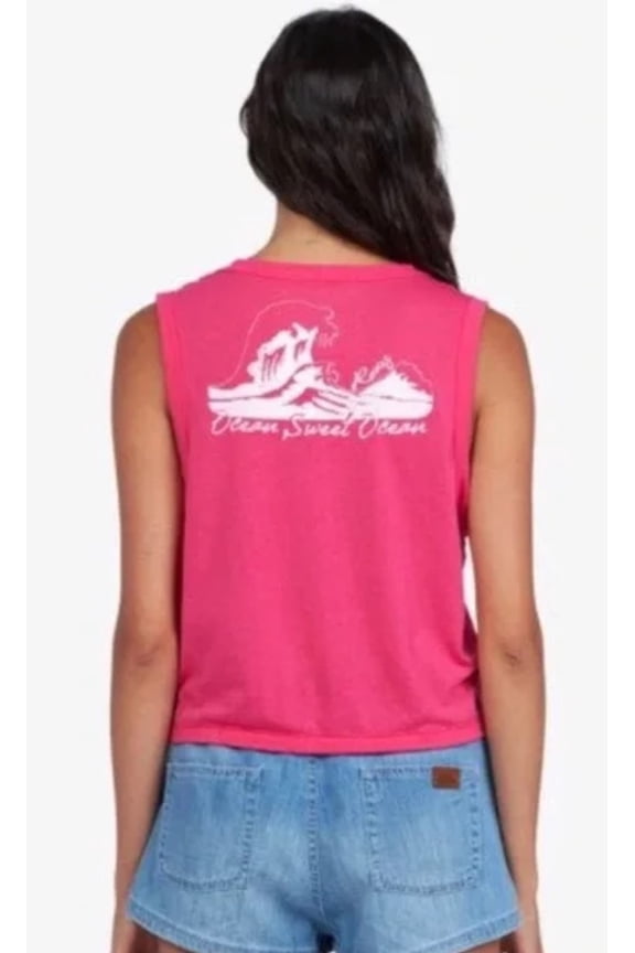 Women's Ocean Sweet Deep V-Neck Cropped Tee T-Shirt Tank Top in Hot Pink (X-Small, Hot Pink)