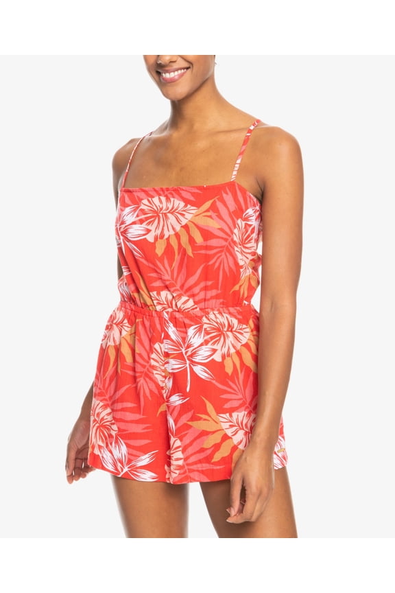 Women's On Way Love Tie Back Romper Red Size X-Large
