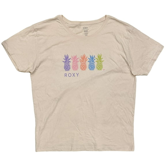 Roxy Women's Pineapple Graphic Relaxed Fit Boyfriend Tee T-Shirt in Cream (XX-Large, Cream)