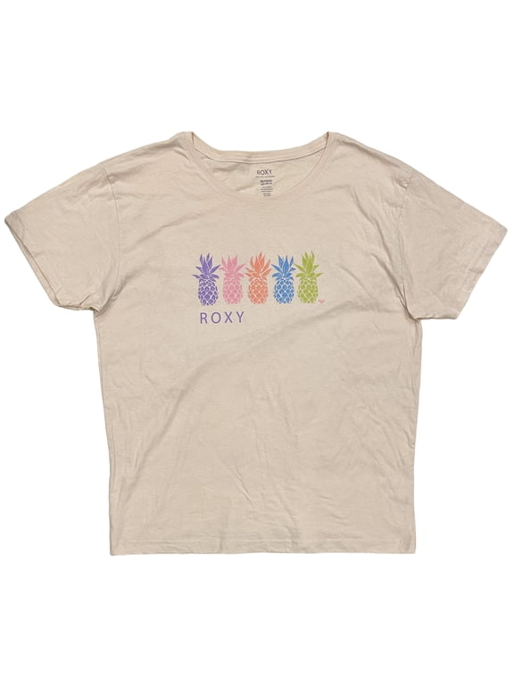 Women's Pineapple Graphic Relaxed Fit Boyfriend Tee T-Shirt in Cream (XX-Large, Cream)