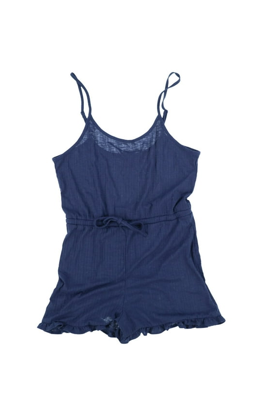 Women's Romper Swim Cover Up Ruffle Navy Medium New