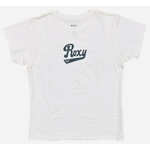 Roxy Women's Script Logo Boyfriend Relaxed Fit Short Sleeve Tee (X-Small, Off White)