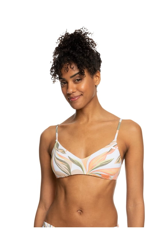 Women's Standard Beach Classics Athletic Bikini Top, Bright White Subtly Salty Flat 231, XXL