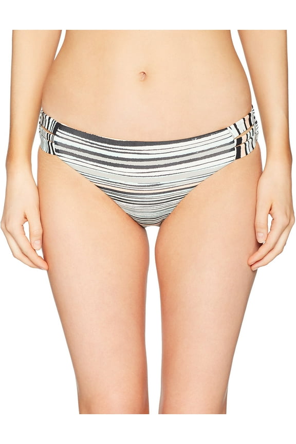 Women's Standard Girl of The Sea 70's Bikini Bottom, Marshmallow Alexa Stripe, M