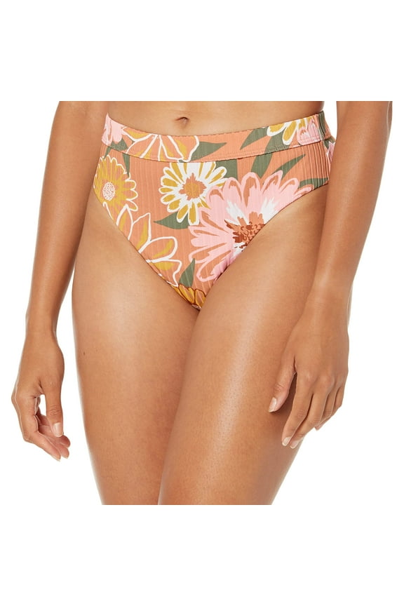 Women's Standard Ribbed Love The Shorey Bikini Bottom, Toasted NUT Bloom Boogie S, XS