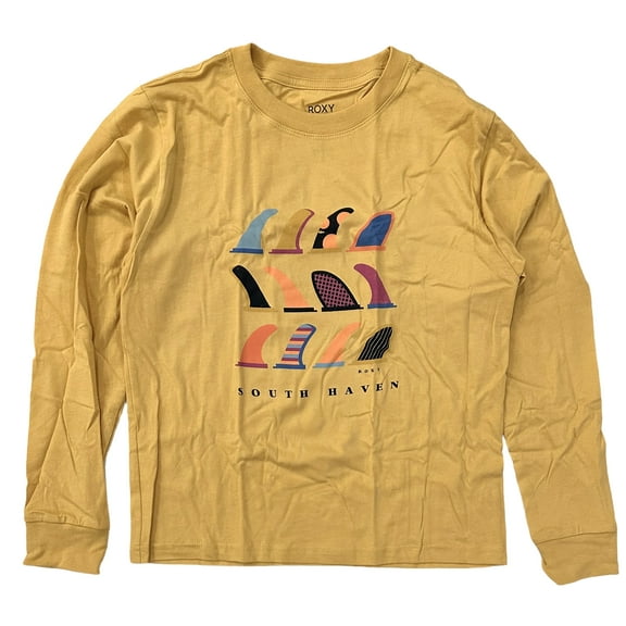 Roxy Women's Surf Fin South Haven Vintage Wash Long Sleeve Tee T-Shirt (Small, Mustard Vintage Wash)