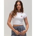 thumbnail image 1 of Roxy Women's T-Shirt Cherries Ribbed Knit Cap Sleeve Cropped Raglan Tee Top (Small, White), 1 of 6