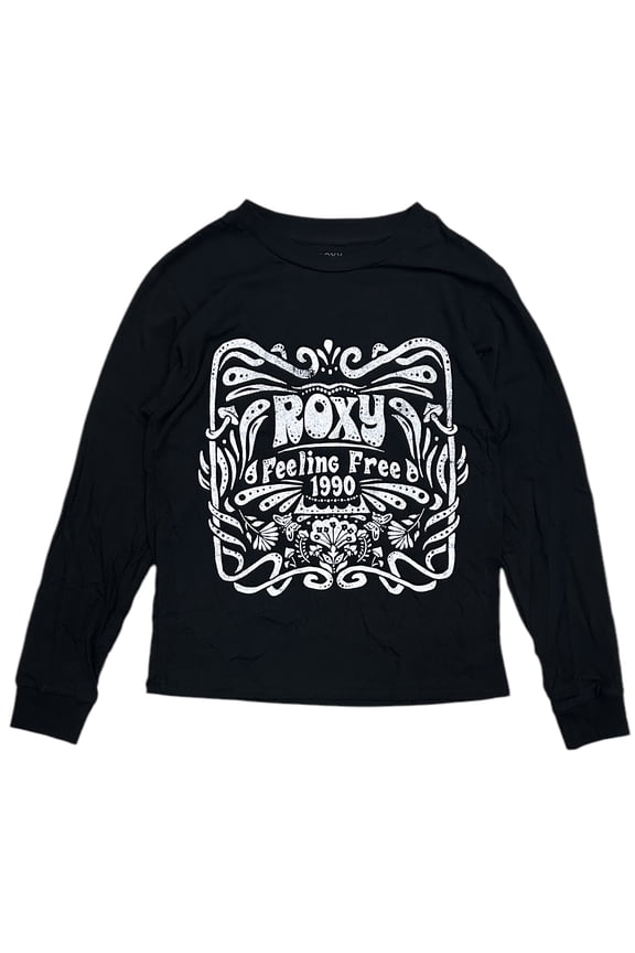 Women's T-Shirt Feeling Free Long Sleeve Crewneck Tee (X-Large, Black)