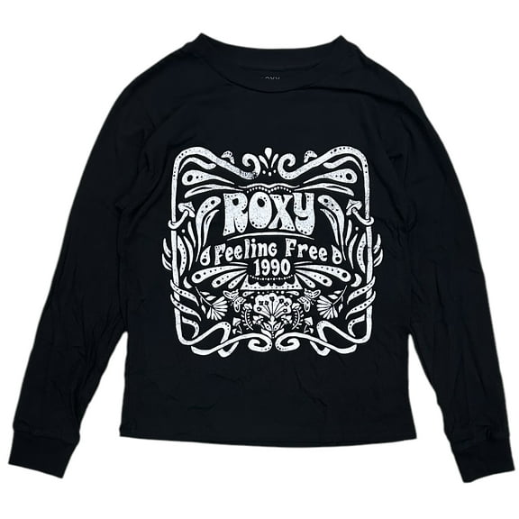 Roxy Women's T-Shirt Feeling Free Long Sleeve Crewneck Tee (X-Small, Black)