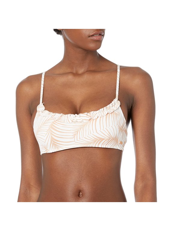 Women's Tan/White Bralette Bikini Top Swim S NWT