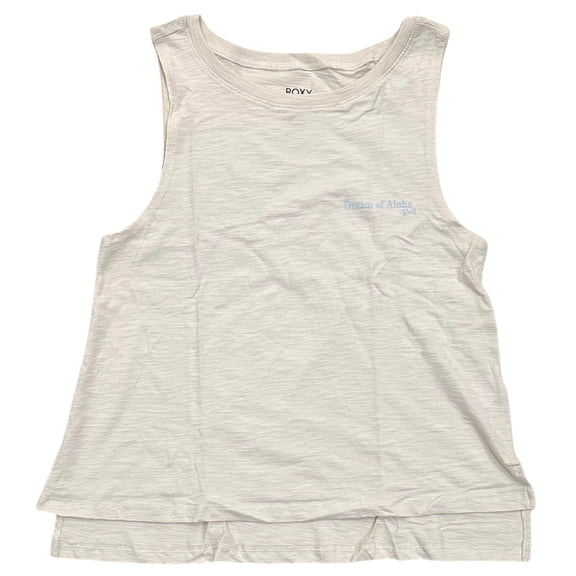 Roxy Women's Tank Top Dream of Aloha Cotton Slub Jersey Muscle Tee T-Shirt Top (Medium, Sand (Beige))