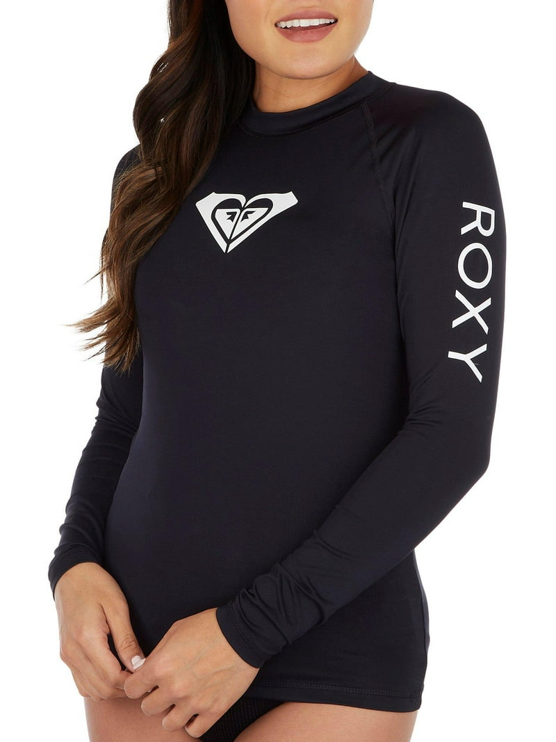 Roxy Women's Whole Hearted Long Sleeve Rashguard Black Size X
