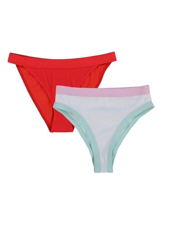 Womens Bikini Bottoms High Cut Rise Swimsuit Cheeky Ribbed Xs S M L New Nwt