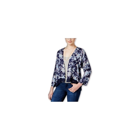 Roxy Womens Floral Open-Front Kimono Sweater, Blue, Juniors, Medium