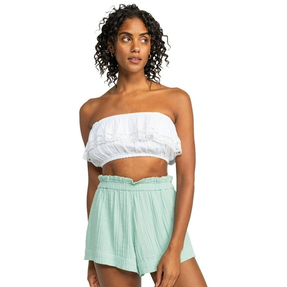 Roxy Womens Golden Tropic Elasticated Crop Top Snow White Size L NWT