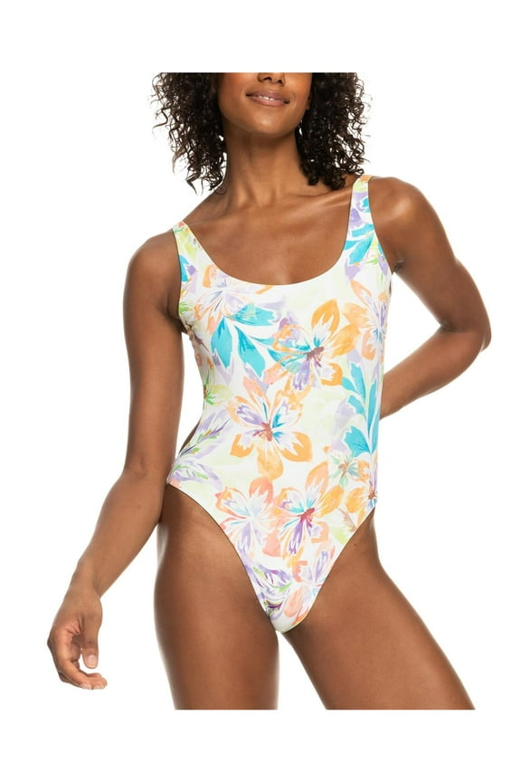 Womens Juniors Open Back Reversible One-Piece Swimsuit