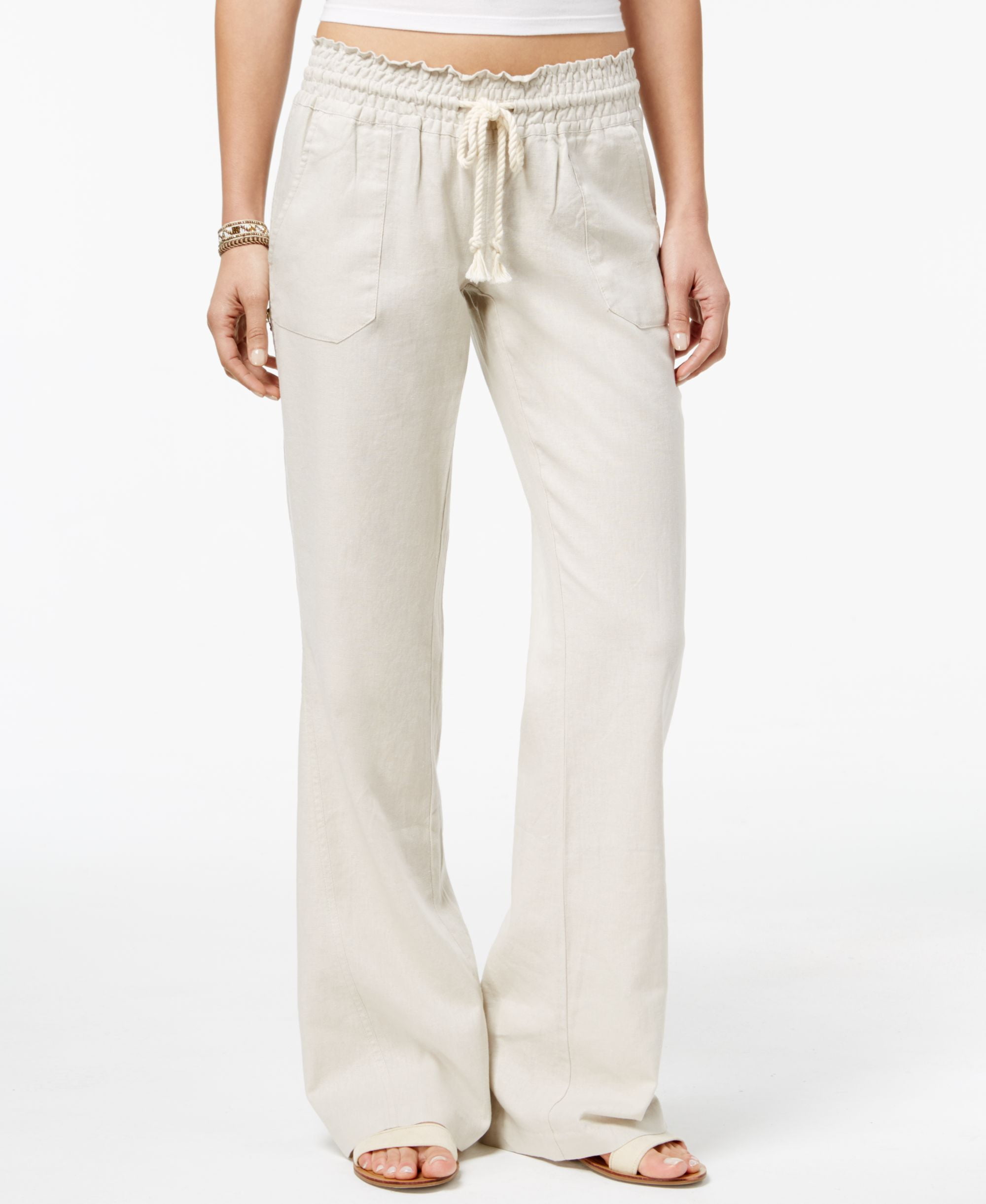 Roxy Oceanside Pant – Pantaloni Donna In Misto Lino E Viscosa, Vestibilità Easy, Con Logo Ricamato - 6