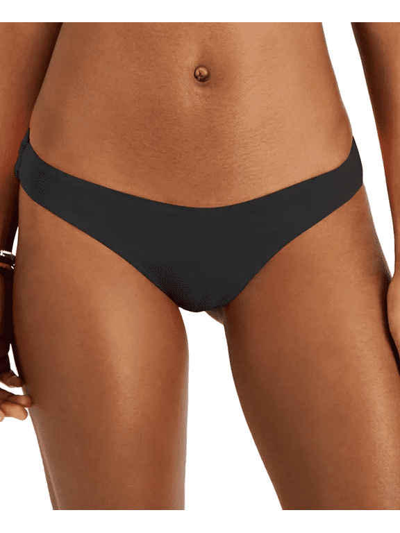 womens Classics Solid Classics Regular High Leg Bikini Black Bottom Small