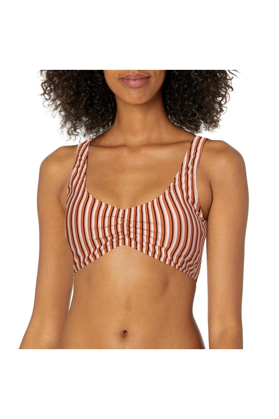 womens Printed Beach Classics Full Bikini Bottoms, Golden Ochre Mony Stripes 212, Small US