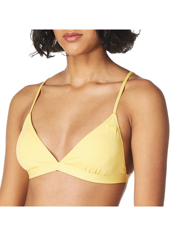womens Solid Beach Classics Fixed Tri Bikini Top, Banana Cream212, Large US