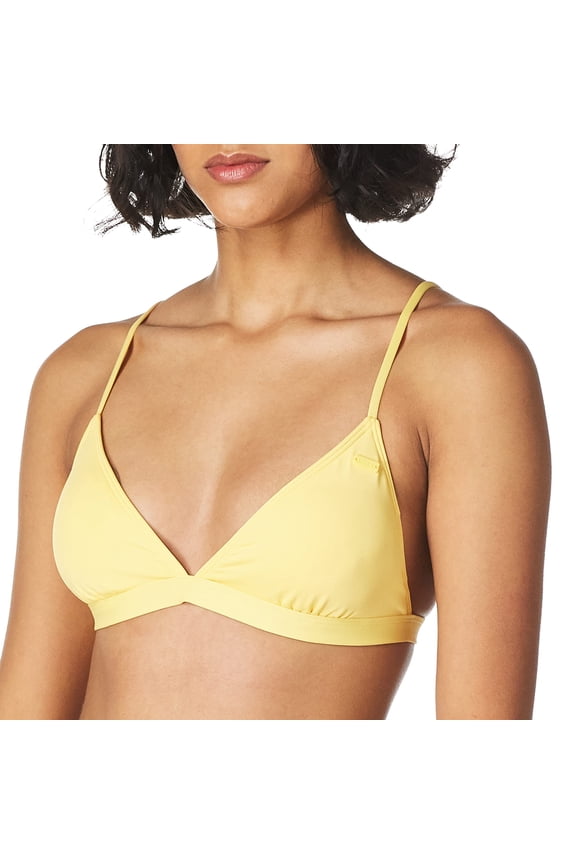 womens Solid Beach Classics Fixed Tri Bikini Top, Banana Cream212, Large US