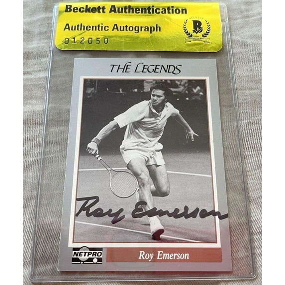 Roy Emerson autographed 1991 Netpro Legends tennis card BAS