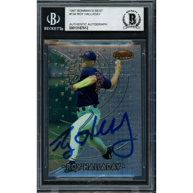 Roy Halladay Autographed 1997 Bowman's Best Rookie Card #134 Toronto Blue Jays Beckett BAS #13187512