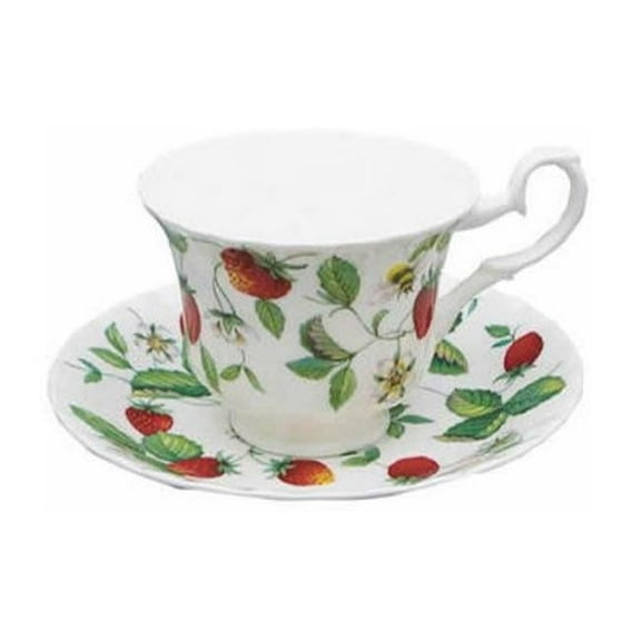 Roy Kirkham ER2702 230 ml Alpine Strawberry Teacup & Saucer - Set of 2