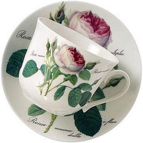 Roy Kirkham ER2801 Breakfast Cup/Saucer - Redoute Rose Set of 2
