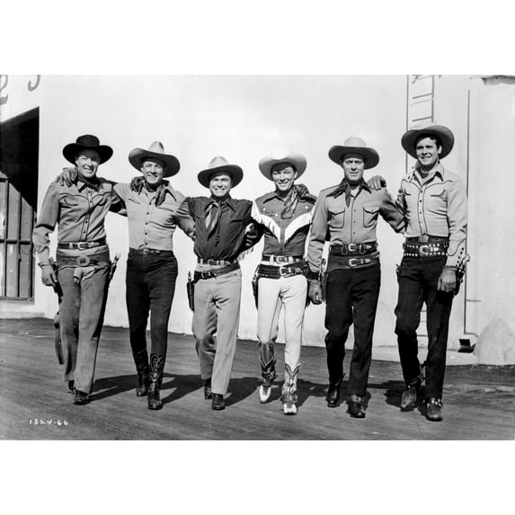 Roy Rogers posed with Men in Black and White Photo Print (24 x 30)