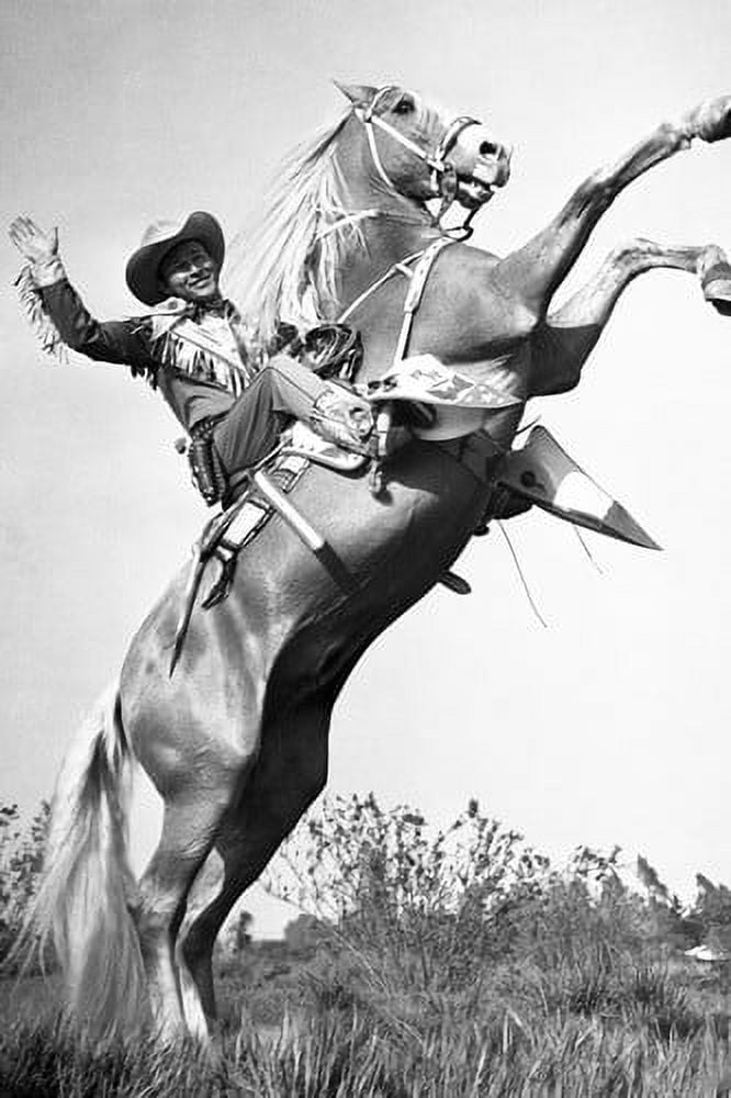Roy Rogers riding Trigger and waving iconic pose 24x36 Poster - Walmart.com