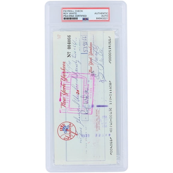 Roy White New York Yankees Autographed Check from April 15, 1978 - PSA 84943221 - Fanatics Authentic Certified