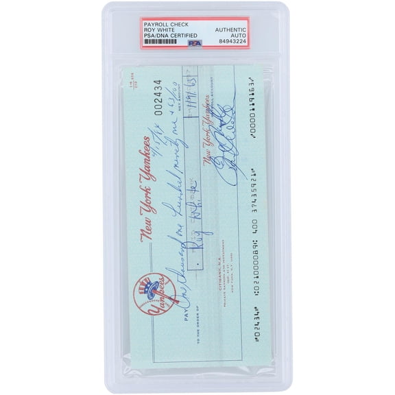 Roy White New York Yankees Autographed Check from April 15, 1984 - PSA 84943224 - Fanatics Authentic Certified