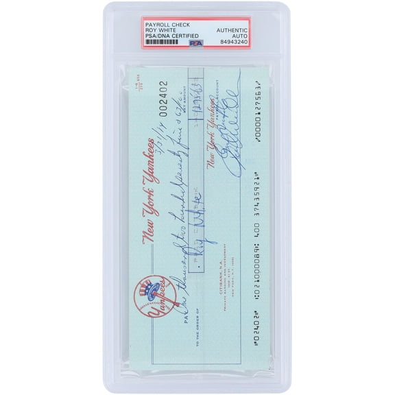 Roy White New York Yankees Autographed Check from March 31, 1984 - PSA 84943240 - Fanatics Authentic Certified