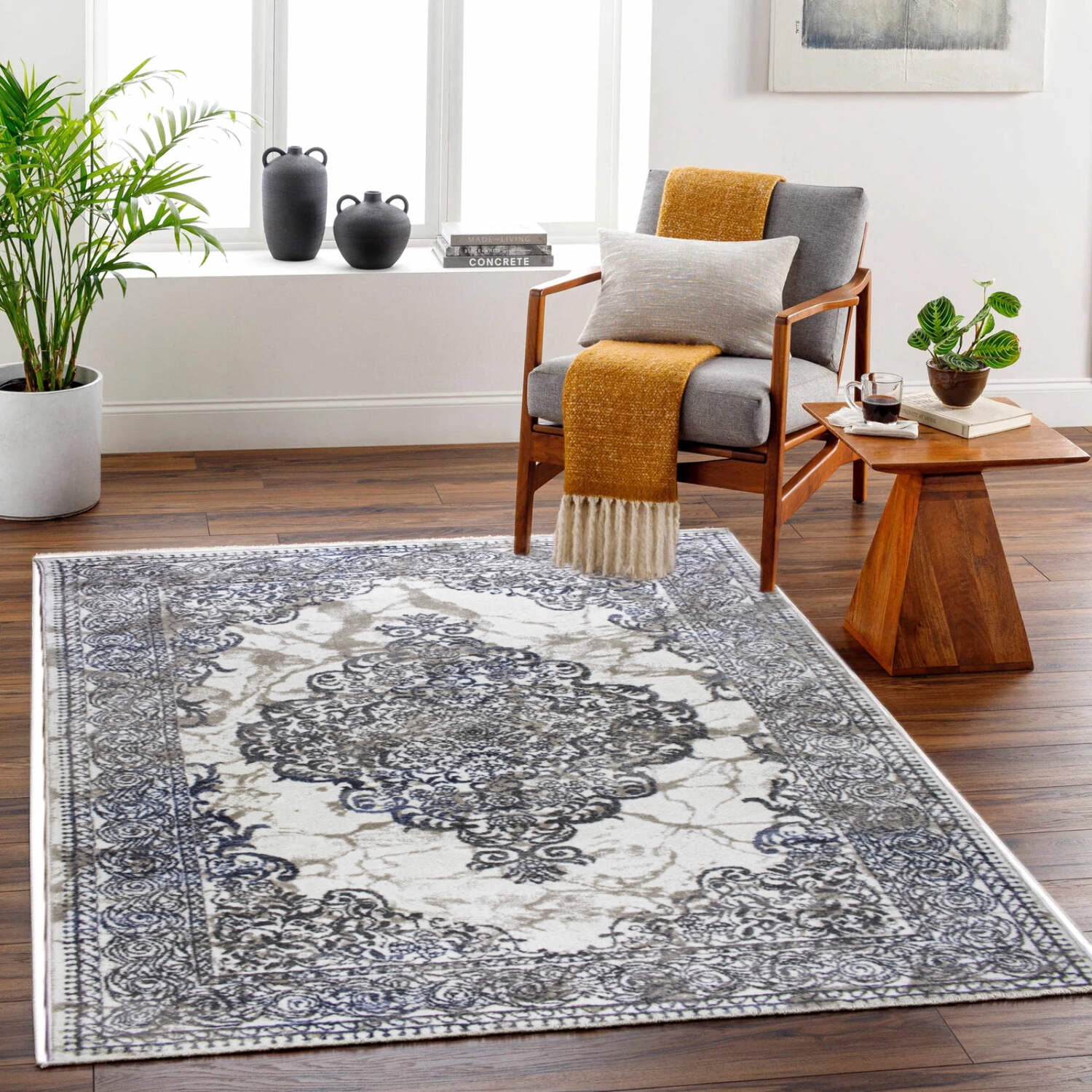Shiny Rug ROY's Home One Level Area Rugs, Classic Pattern - Shiny Ivory,Grey ...