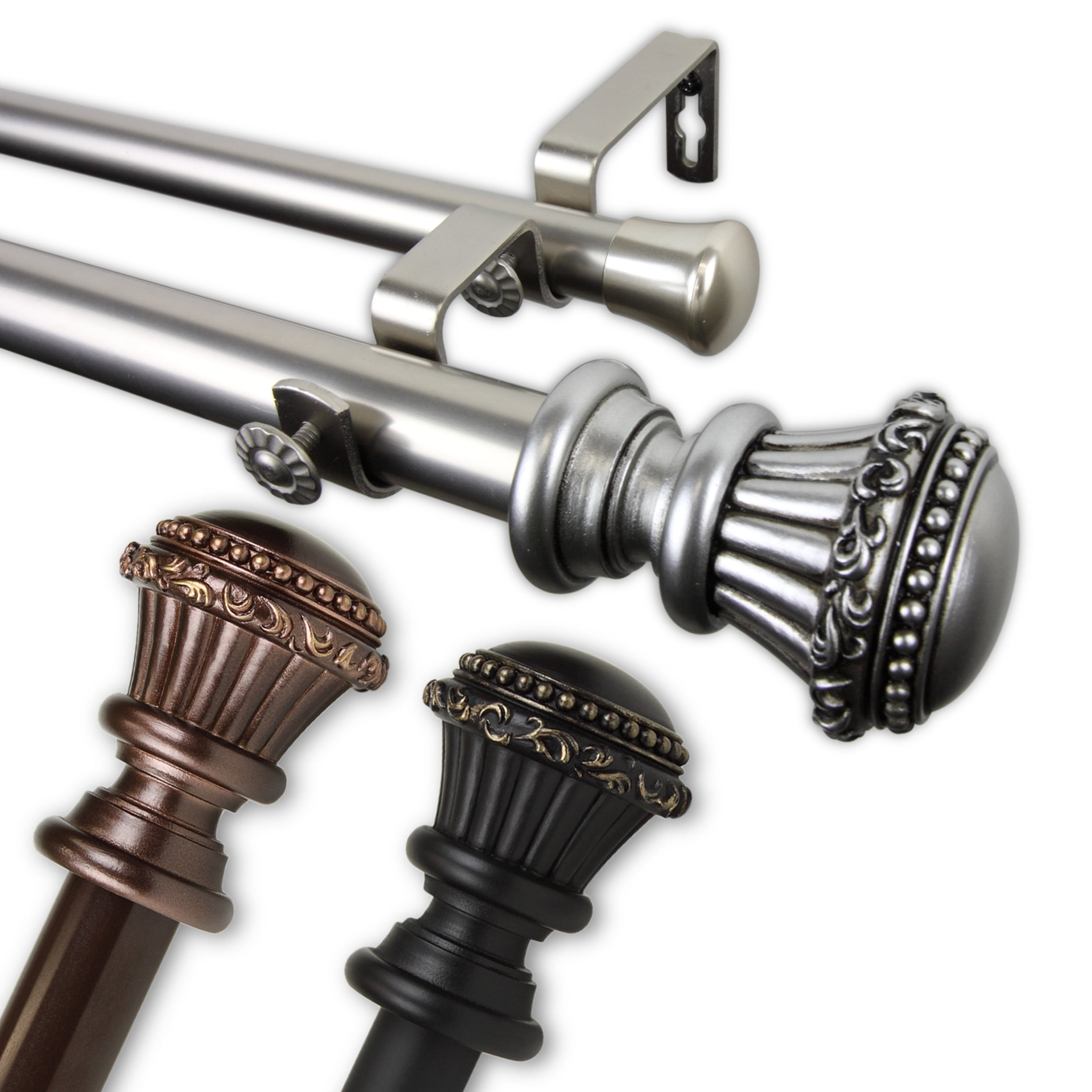 Royal 1" Double Curtain Rod 28-48 inch - Bronze