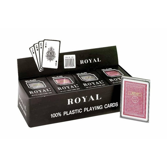 Royal - 100% Plastic Poker Size Playing Cards, 3 1/2" x 2 1/2", 1 Dozen
