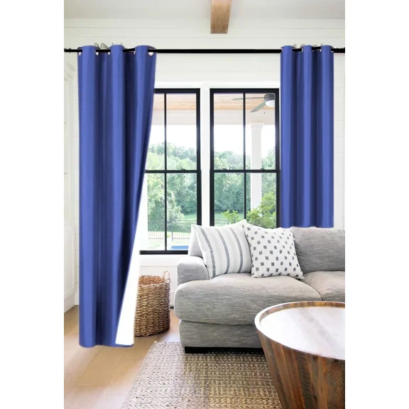 Gorgeous Home Linen 2‑Panel Blackout Thermal Window Curtains, Bronze Grommet Top, Blue Royal, 95 in Long Adam Home Décor
