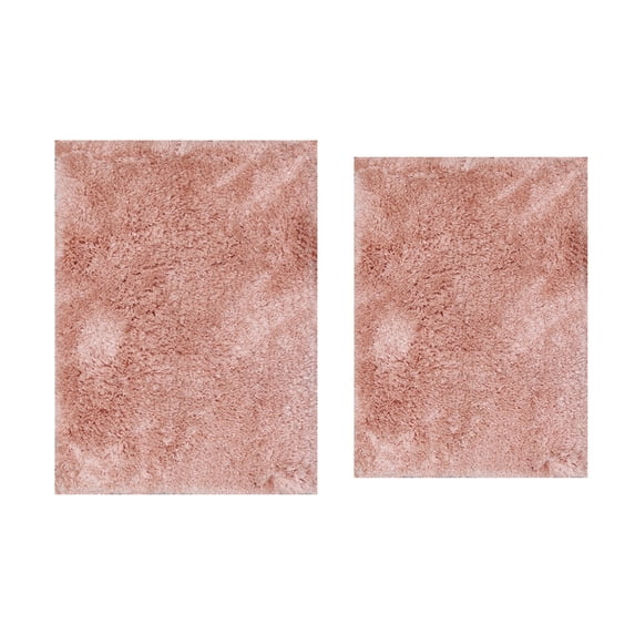 Royal 2-Piece Microfiber Bath Rug Set, Non-Slip Rubber Backing, Ultra-Absorbent, Quick-Dry, Machine Washable Plush Bathroom Mats for Shower and Tub, Soft Comfort, Coral