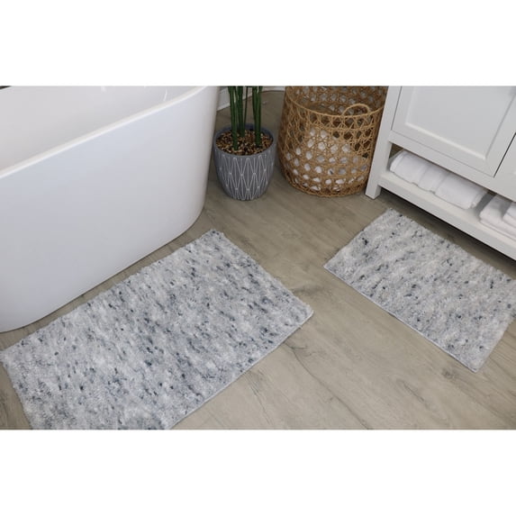 Royal 2-Piece Microfiber Bath Rug Set, Non-Slip Rubber Backing, Ultra-Absorbent, Quick-Dry, Machine Washable Plush Bathroom Mats for Shower and Tub, Soft Comfort, Grey