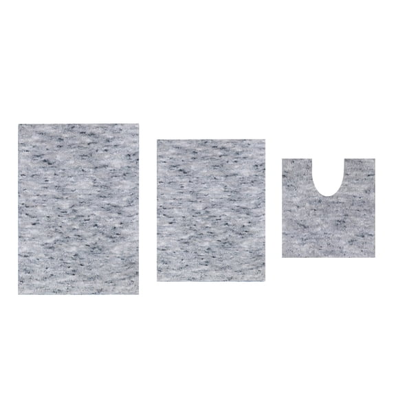 Royal 3-Piece Microfiber Bath Rug Set, Soft Plush Bathroom Mats with Non-Slip Rubber Backing, Quick-Dry, Ultra-Absorbent, Machine Washable Rugs for Shower, Tub, Vanity, and Toilet Areas, Grey