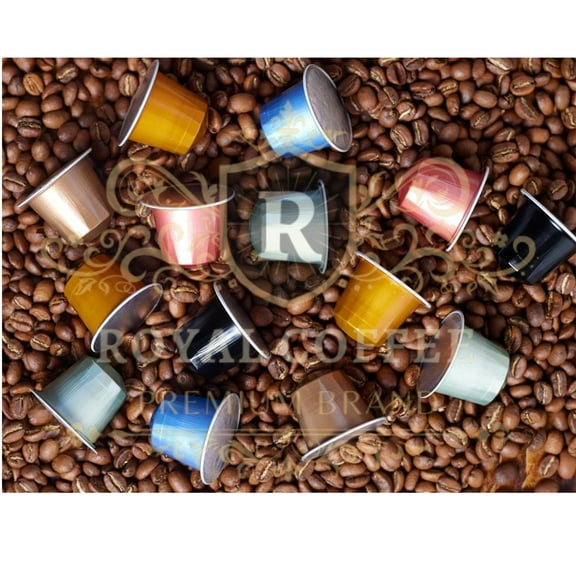 Royal 6 Bean Espresso Coffee Single Use Pod, (12 Count) (CUPS)