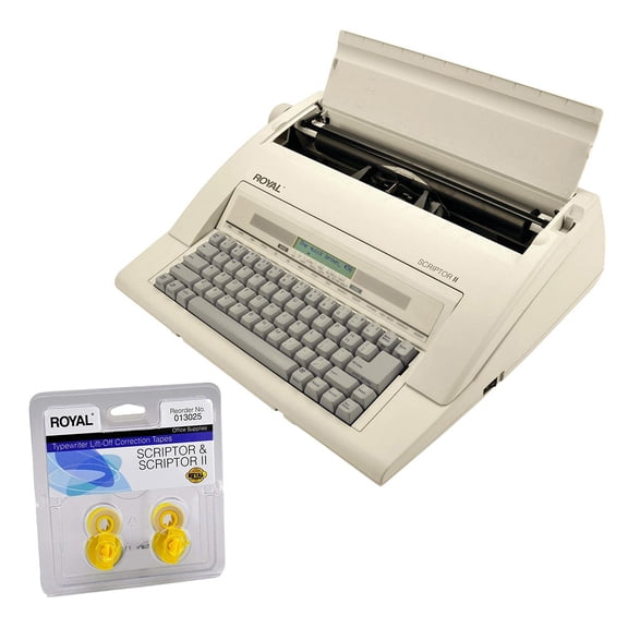 Royal 69147T Scriptor II Electronic Typewriter - White + Lift Off Tape