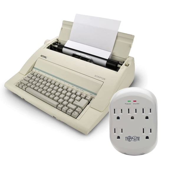 Royal 69149V Scriptor 9" 45-Key Typewriter + Tripp Lite 5-Outlet Surge Protector