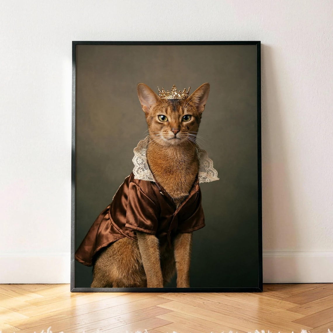 Royal Abyssinian Portrait Poster, Brown Renaissance Cat, Nature ...