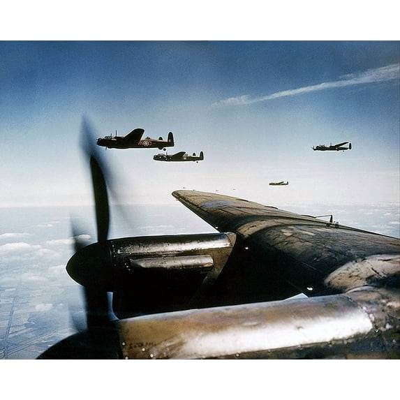 Royal Air Force Avro Lancaster Bombers in Flight - 24x36 Inch Laminated Aviation Poster - Stunning Detail and Bold Colors
