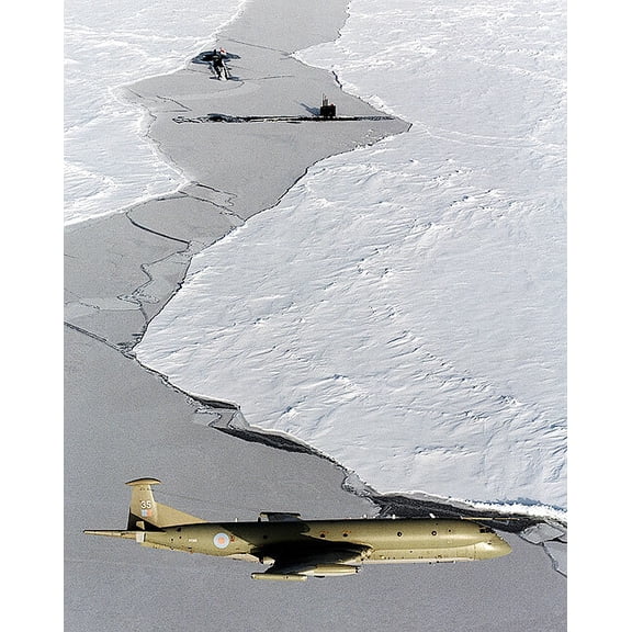 Royal Air Force Nimrod MR2 Over North Pole Style - A - 24x36 Inch Glossy Laminated Aviation Poster - Stunning Detail and Bold Colors