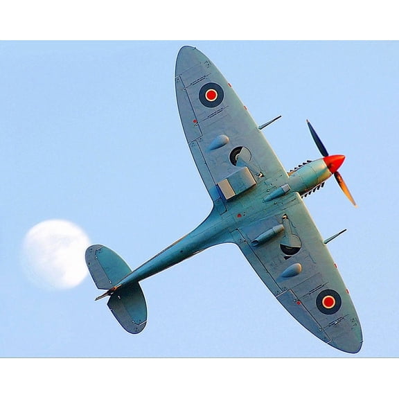 Royal Air Force Spitfire in Flight at Bentley Priory - 12x18 Inch Laminated Aviation Poster - Stunning Detail and Bold Colors