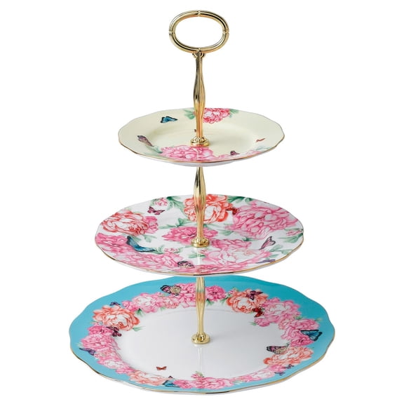 Royal Albert Miranda Kerr Friendship 10.5" Width 3 Tier Cake Stand, Bone China, Multicolor